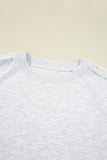Light Grey Lace Patchwork Raglan Sleeve Crew Neck Sweatshirt