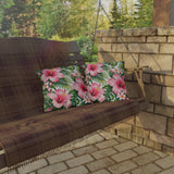 Tropical Hibiscus Outdoor Pillow — Pink Floral Patio Cushion
