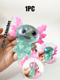 1PC Glitter Crystal Salamander&Axolotl,Soft And Slow Back,Sticky Stress Relief Toy,Cute Stuff,Taba Squishy,Travel Portable Fidget Squeeze Toys,Squisy,Blue,Pink,Perfect For All Ages Austism,Office Workers,Students,Ideal Holiday Gifts,Small Cute Fun Gift,Su