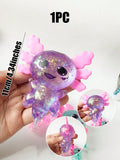 1PC Glitter Crystal Salamander&Axolotl,Soft And Slow Back,Sticky Stress Relief Toy,Cute Stuff,Taba Squishy,Travel Portable Fidget Squeeze Toys,Squisy,Blue,Pink,Perfect For All Ages Austism,Office Workers,Students,Ideal Holiday Gifts,Small Cute Fun Gift,Su