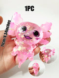 1PC Glitter Crystal Salamander&Axolotl,Soft And Slow Back,Sticky Stress Relief Toy,Cute Stuff,Taba Squishy,Travel Portable Fidget Squeeze Toys,Squisy,Blue,Pink,Perfect For All Ages Austism,Office Workers,Students,Ideal Holiday Gifts,Small Cute Fun Gift,Su