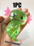 1PC Glitter Crystal Salamander&Axolotl,Soft And Slow Back,Sticky Stress Relief Toy,Cute Stuff,Taba Squishy,Travel Portable Fidget Squeeze Toys,Squisy,Blue,Pink,Perfect For All Ages Austism,Office Workers,Students,Ideal Holiday Gifts,Small Cute Fun Gift,Su