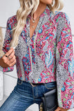 Boho Bliss: Retro Pink Paisley Chic Notched Neck Top