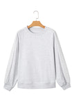 Light Grey Lace Patchwork Raglan Sleeve Crew Neck Sweatshirt