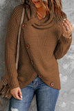 Decorative Button Mock Neck Sweater