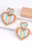 Radiant Romance: Pink Colorful Sequined Hearts Valentines Fashion Earrings