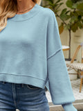 Round Neck Lantern Sleeve Sweater