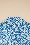 Sky Blue Leopard Striped Western Casual Shirt