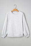 Light Grey Lace Patchwork Raglan Sleeve Crew Neck Sweatshirt