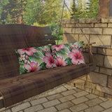 Tropical Hibiscus Outdoor Pillow — Pink Floral Patio Cushion