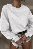 Light Grey Lace Patchwork Raglan Sleeve Crew Neck Sweatshirt