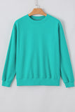 Aruba Blue Plain Drop Shoulder Crewneck Pullover Sweatshirt