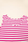 Rose Stripe U Neck Sleeveless Loose Fit Mini Dress