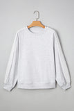 Light Grey Lace Patchwork Raglan Sleeve Crew Neck Sweatshirt