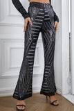 Double Take Sequin High Waist Flared Pants