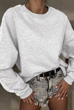 Light Grey Lace Patchwork Raglan Sleeve Crew Neck Sweatshirt