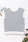 Blue Stripe Ribbed Trim Loose Fit Knitted Sweater Vest