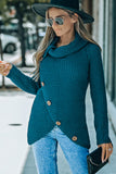 Decorative Button Mock Neck Sweater