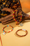 Orange 4pcs Halloween Ghost Spider Web Beaded Bracelet Set