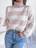 Striped Turtleneck Long Sleeve Sweater