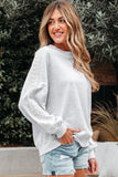 Light Grey Lace Patchwork Raglan Sleeve Crew Neck Sweatshirt