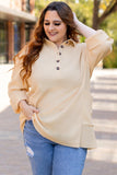 Jet Stream Plus Size Thermal Waffle Knit Henley Tunic Top