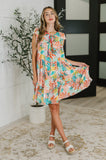 Bless Your Love Tiered Dress in Ivory, Orange and Mint