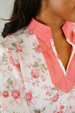 Blooming Season Split Neck Floral Blouse