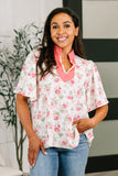 Blooming Season Split Neck Floral Blouse
