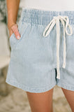 Boardwalk Talks Drawstring Shorts Light Blue