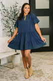 Boot Scootin' Boogie Tiered Dress in Navy