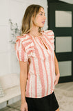 Busy Woman Split Neck Puff Sleeve Blouse