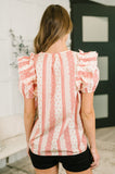 Busy Woman Split Neck Puff Sleeve Blouse