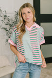 Can't Control It Collared Color Block Top