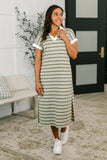 Casual Day Split Neck Midi Dress