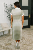Casual Day Split Neck Midi Dress