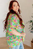 Essential Blouse in Painted Green and Pink