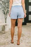 For the Love of the Game Mineral Wash Shorts in Dusty Blue