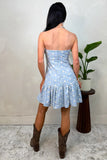 Good Luck Babe Embroidered Strapless Mini Dress