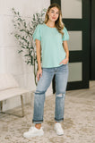 Grace & Virtue Balloon Sleeve Blouse in Mint