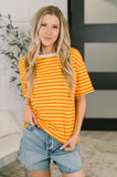 I Think I'm in Love Round Neck Loose Tee in Orange and Yellow