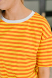 I Think I'm in Love Round Neck Loose Tee in Orange and Yellow