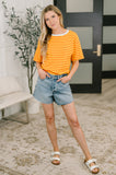 I Think I'm in Love Round Neck Loose Tee in Orange and Yellow