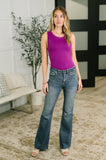 Jackie Mid Rise Flare Jean with Front Flap Pockets
