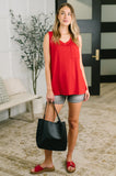 Just Give In Ribbed Knit Tank in Red