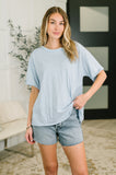 Just Like That Relaxed Heather Tee in Blue