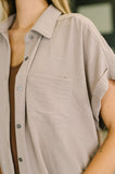 Keep Up Collared Button Down in Ash Mocha