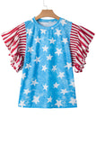Stars & Stripes Ruffle Sleeve Top