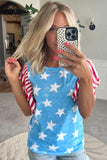Stars & Stripes Ruffle Sleeve Top