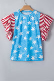 Stars & Stripes Ruffle Sleeve Top